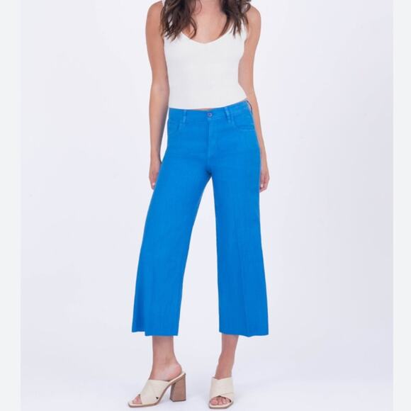 Level 99 Annabelle Blue Wide Leg Crop Linen Blend Pants size 28 - Picture 1 of 9